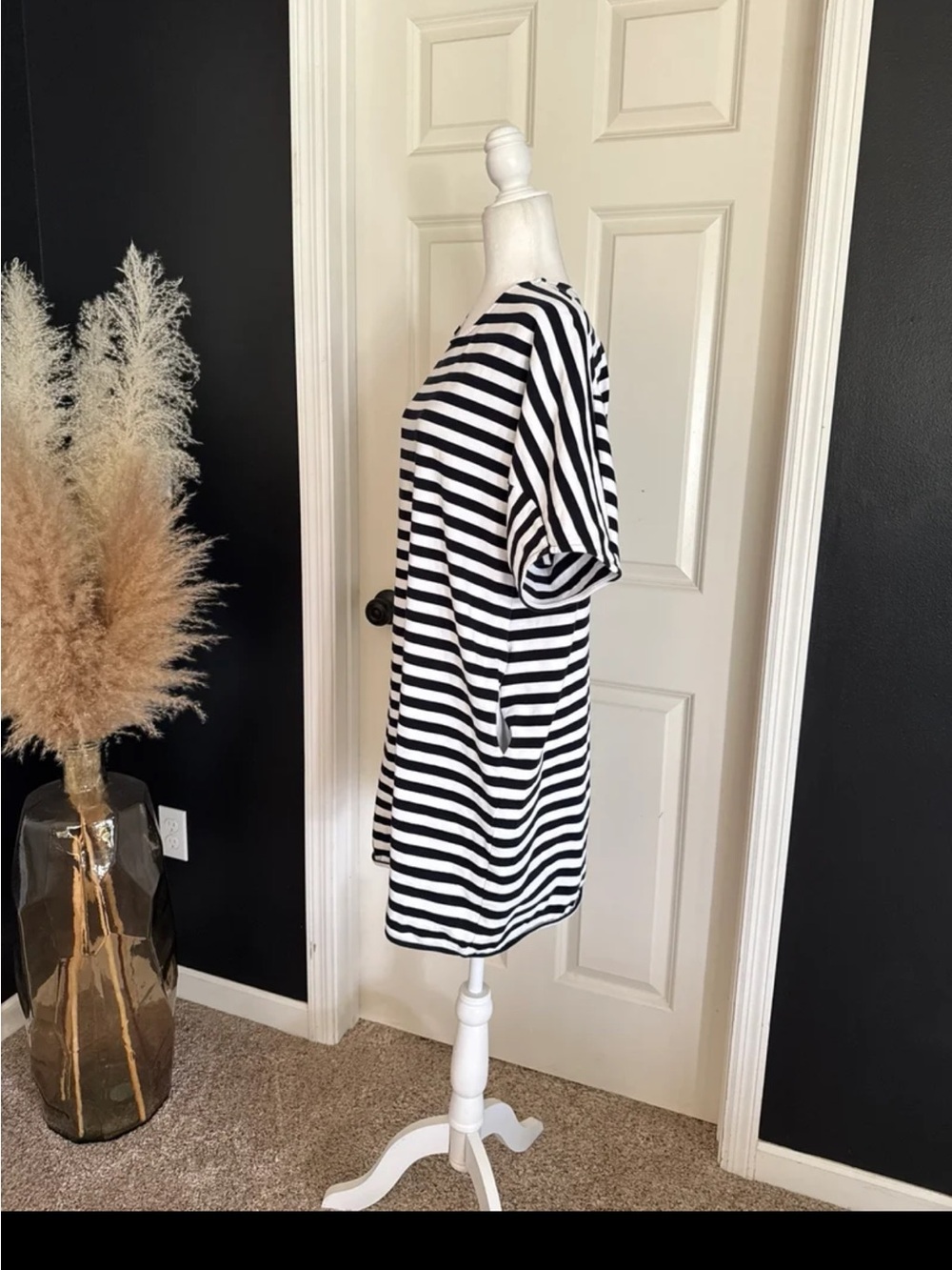 COS Stripe Boxy Tunic Mini Dress Dense Jersey Cotton Size Medium - Picture 9 of 12